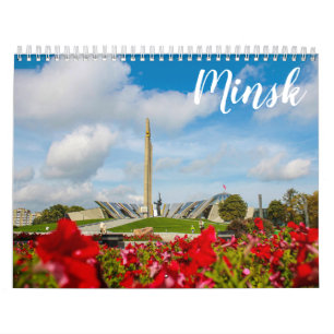 Calendário Arquitetura de Minsk na Bielorrússia Ruas М и 