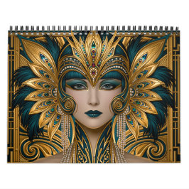 Calendário Art Deco Belas Flappers