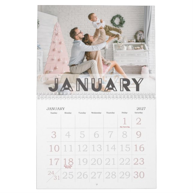 Calendário Art Deco Font | Foto 2026 (Jan 2027)