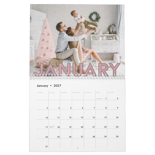 Calendário Art Deco Stroke Font | Foto 2026 (Jan 2027)