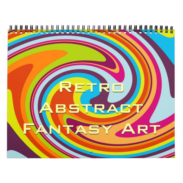 Calendário Arte Abstrata de Fantasia Retro Colorida Moderna e (Capa)