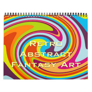 Calendário Arte Abstrata de Fantasia Retro Colorida Moderna e