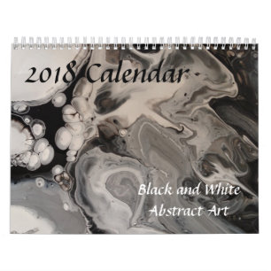 Calendário Arte abstrata fluida em preto e branco
