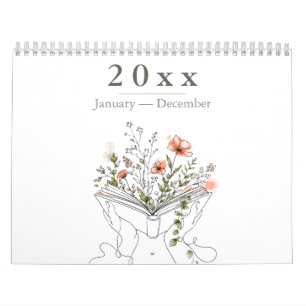 Calendário Arte Botânica de Linha da Blooms Book