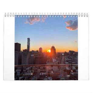 Calendário Arte da Vista do Rooftop do Por do Sol do Horizont