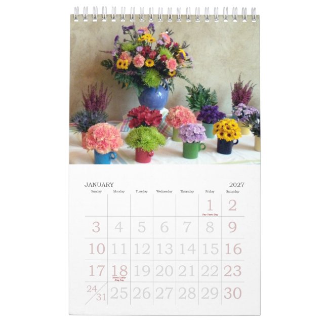 Calendário Arte de 2012 flores (Jan 2027)