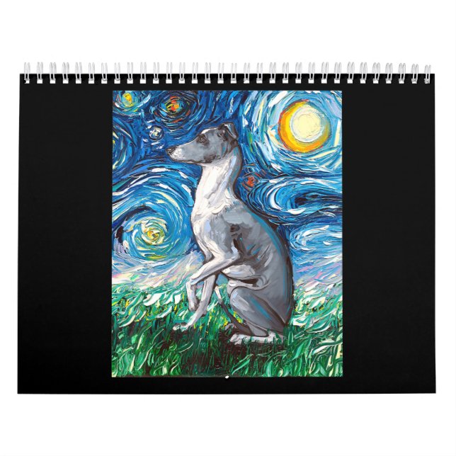 Calendário Arte De Cão De Whippet, Starry Night, Italiano (Capa)