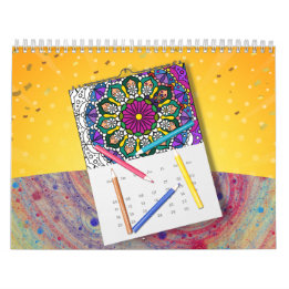 Calendário Arte de Contorno de Mandala para Colorir DIY