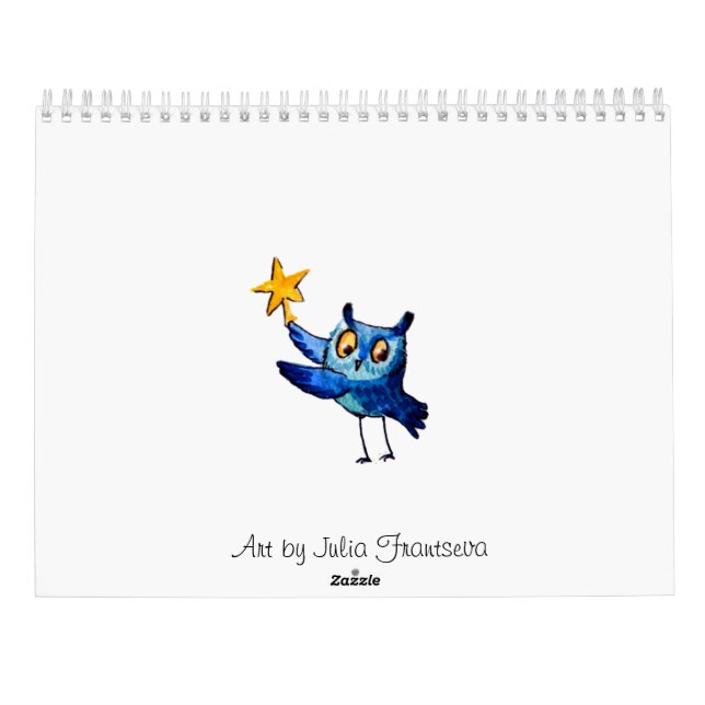 Calendário Arte de corujas bonitas (Verso)