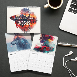 Calendário Arte de Dupla Exposição 2026 Foto Surreal Única