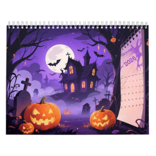 Calendário Arte de Halloween em estilo cartoon
