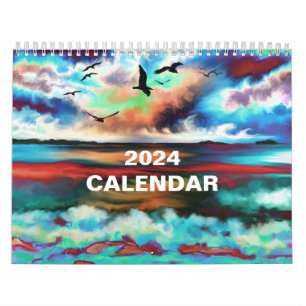 Calendário Arte de Pintura Abstrata Fantasia Digital