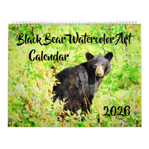Calendário Arte de pinturas em aquarela de urso impressionant