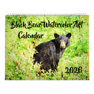 Calendário Arte de pinturas em aquarela de urso impressionant