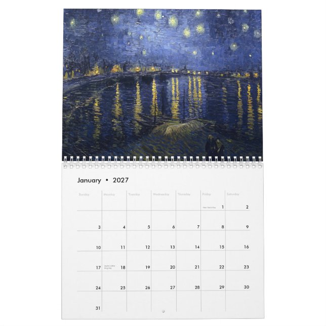 Calendário Arte de Van Gogh (Jan 2027)