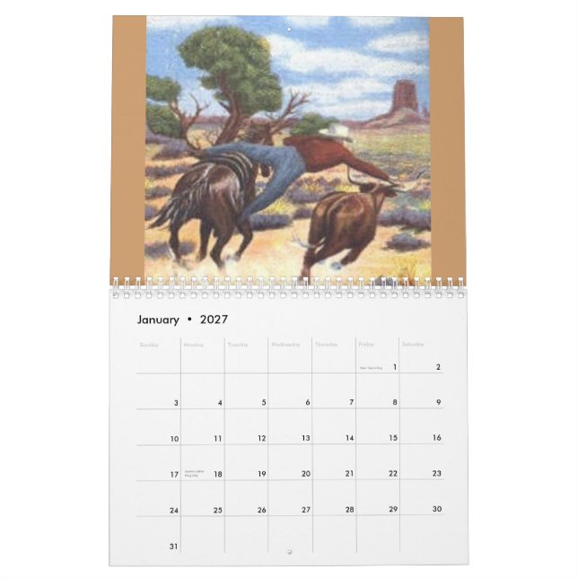Calendário Arte do oeste selvagem (Jan 2027)