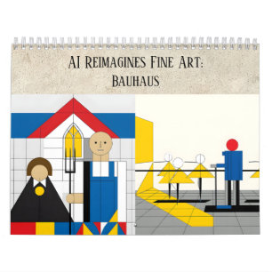 Calendário Arte Estética de IA Bauhaus - Arte Fina Remixada