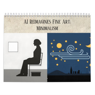 Calendário Arte Estética de IA Minimalista - Arte Refinada Re