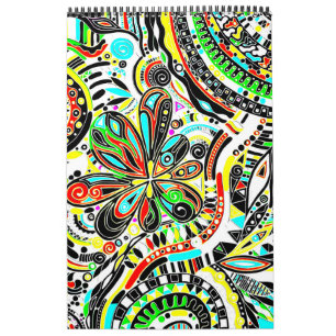 Calendário Arte Fantástica de Esboço - Flores de Abstrato 3