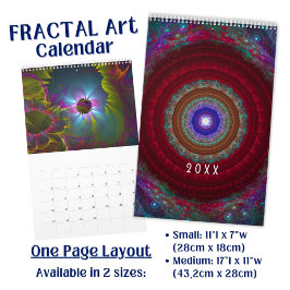 Calendário Arte Fractal Colorida e Vibrante 