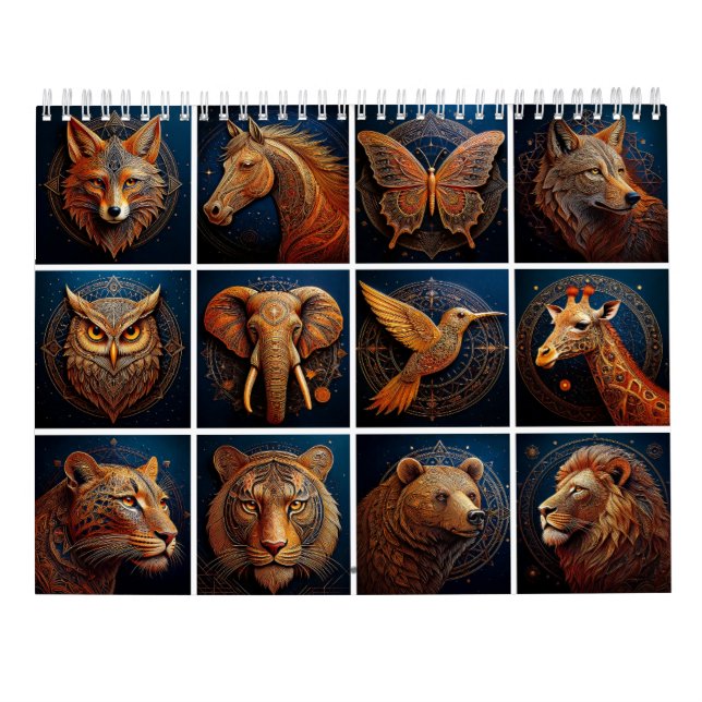 Calendário Arte Geométrica da Vida Selvagem do ouro (Verso)