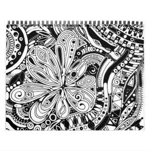 Calendário Arte Geométrica Preta E Branca 15