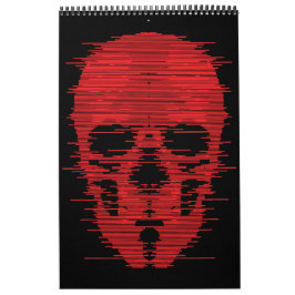 Calendário Arte Glitch da Caveira Vermelha