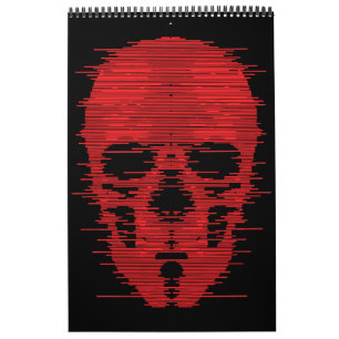 Calendário Arte Glitch da Caveira Vermelha
