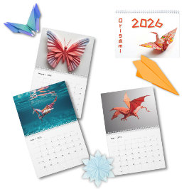 Calendário Arte Moderna de Origami 2026 Foto Personalizada