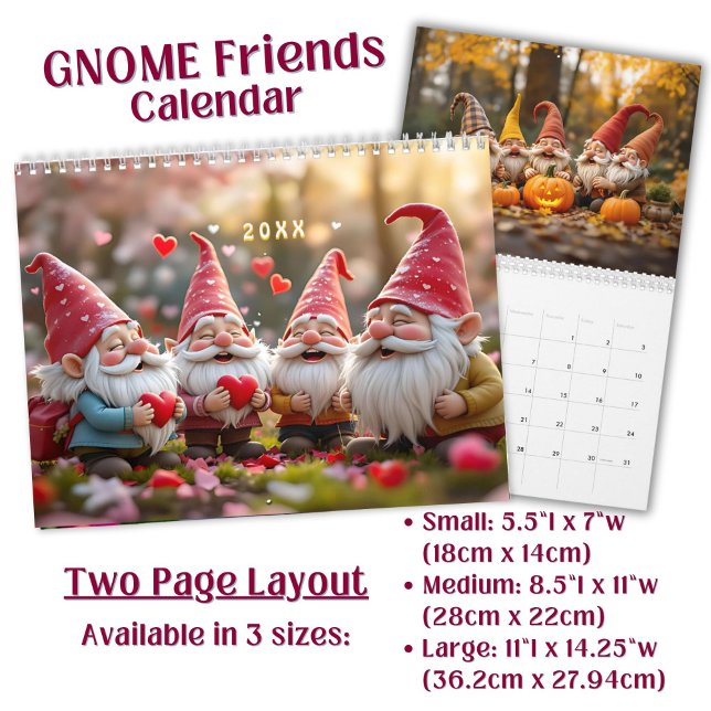 Calendário Arte personalizada de amigos gnomo engraçados e br (Criador carregado)