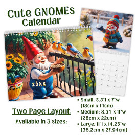Calendário Arte Personalizada de Gnomo de Jardim Divertido 