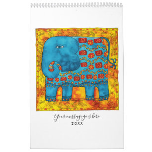 Calendário Arte Por Aquarela De Animais Patenteados