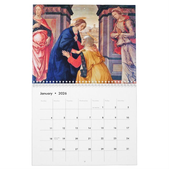 Calendário Arte religiosa (Jan 2026)