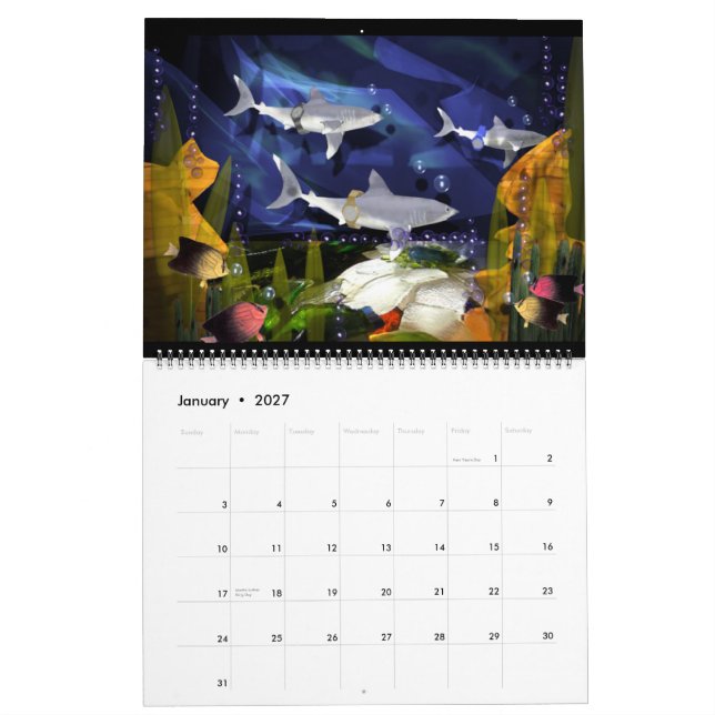 Calendário artístico 2013 Large Sea-Life em Valxar (Jan 2027)
