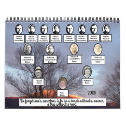 Calendário Árvore da Família de Fotos, 12 Fotos Cênicas