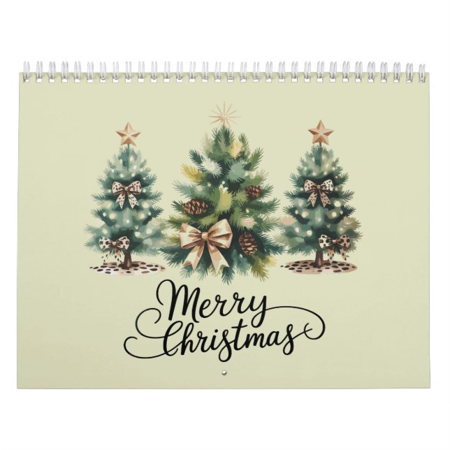 Calendário Árvore de Natal Alegre Leopardo Laço Xmas (Capa)