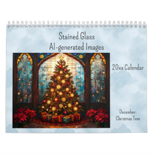 Calendário Árvore de Natal de Dezembro em Vitral Gerado por I