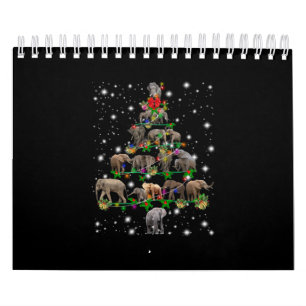 Calendário Árvore De Natal Elefante Coberta Por Lâmpada