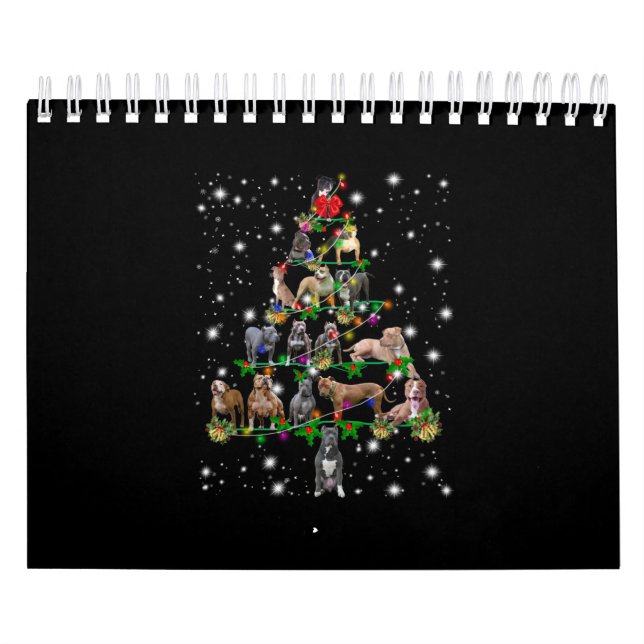 Calendário Árvore De Natal Pitbull Abrangida Pela Lâmpada (Capa)