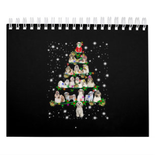 Calendário Árvore De Natal Shih Tzu Coberta Por Fashlight