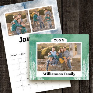 Calendário Árvores Sempre Verdes Crie Sua Própria Foto de Fam