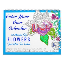 Calendário As flores colorem sua própria cor personalizada