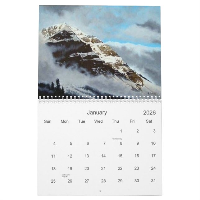 Calendário As paisagens Calendar pelo rick do artista de (Jan 2026)