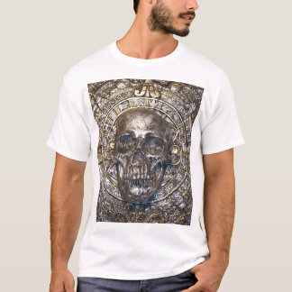 calendário asteca com t-shirt do crânio