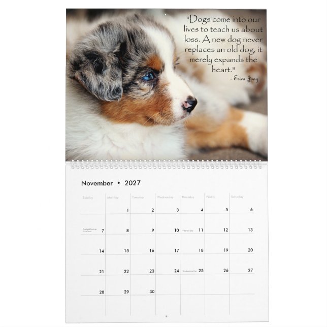 Calendário australiano dos filhotes de cachorro do (Nov 2027)