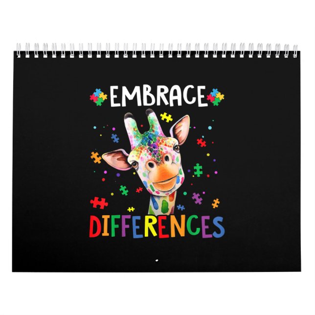 Calendário Autista|Abraçar Diferenças entre Girafa Quebra-cab (Capa)