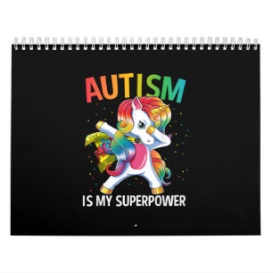 Calendário Autista  Autismo É Meu Superpoder Dabbing Unicórni