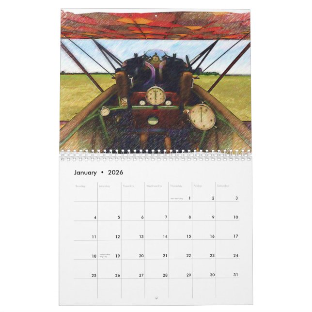 Calendário Aviões de WWI (Jan 2026)