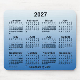 Calendário Azul 2027 desbotado por Janz Mouse Pad