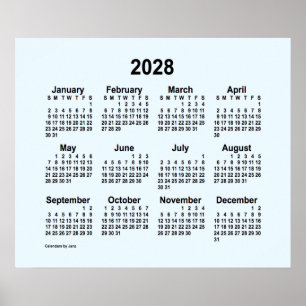 Calendário Azul Alice 2028 por Janz Impressão